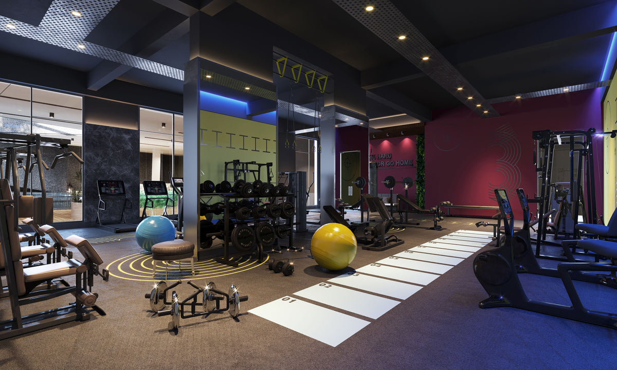 Completed commercial gym fit-out with zoned cardio, strength and functional areas